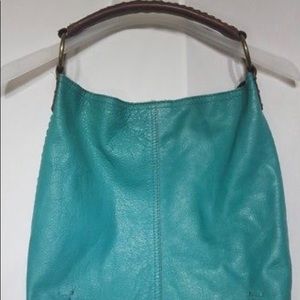 Lucky Brand Turquoise Leather Whipstich Hobo Purse